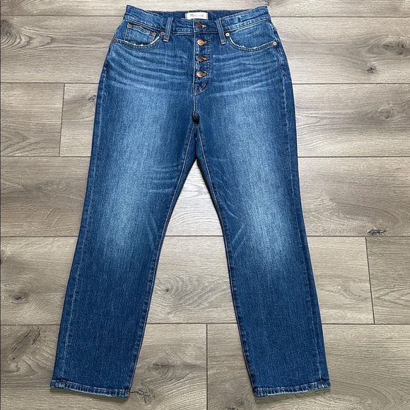 Madewell Denim - Madewell The Perfect Vintage Button Fly Crop Stretch Blue Jeans Size‎ 28